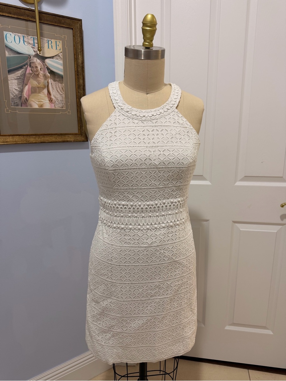 Lilly Pulitzer White Crochet Halter Mini Dress